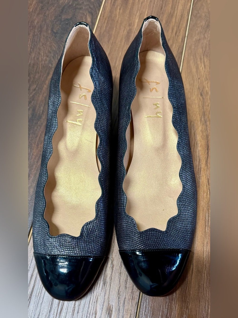 French Sole Miles Patent Trim Wedge Pumps 8.5